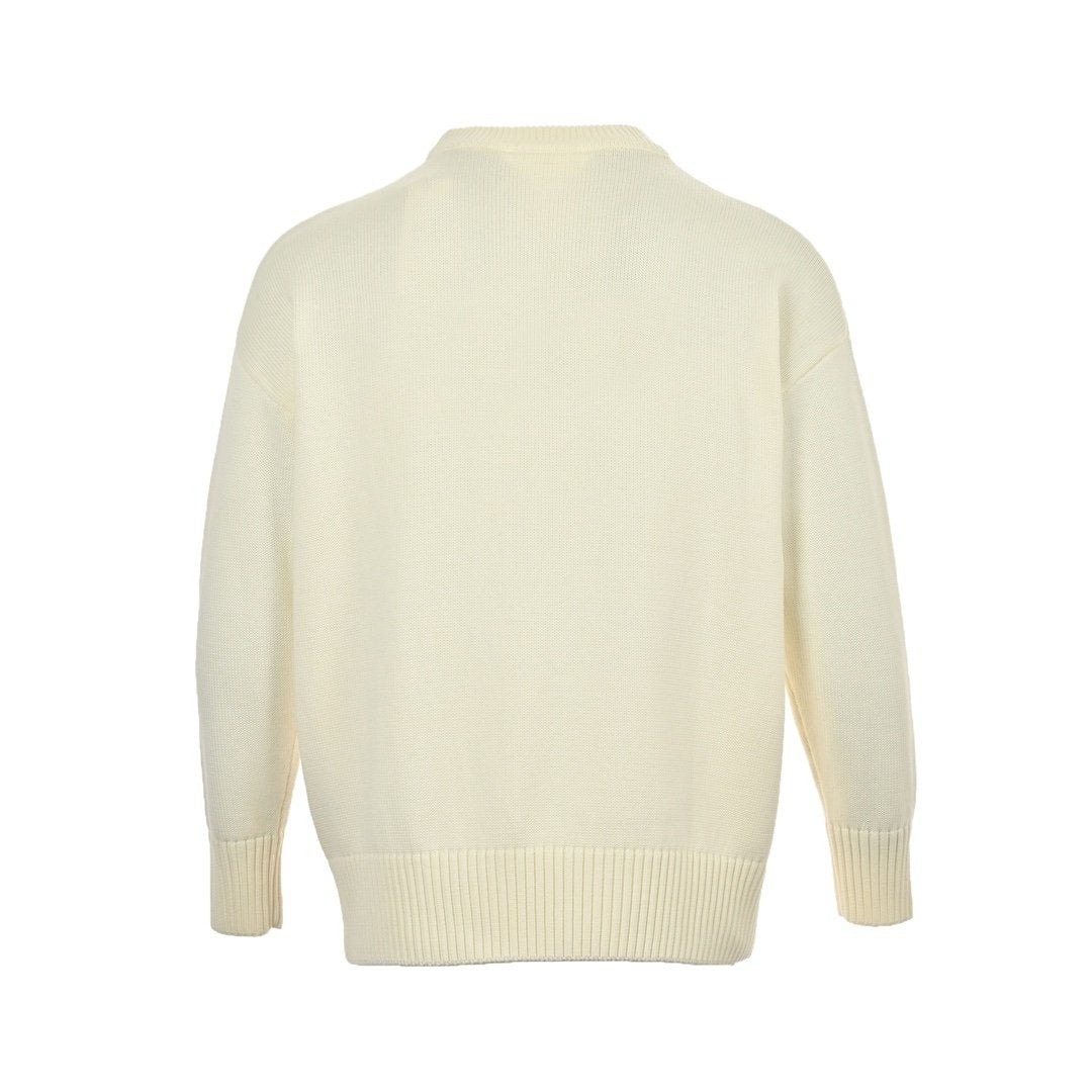 Ami Paris Virgin Wool Ami De Coeur Sweater White