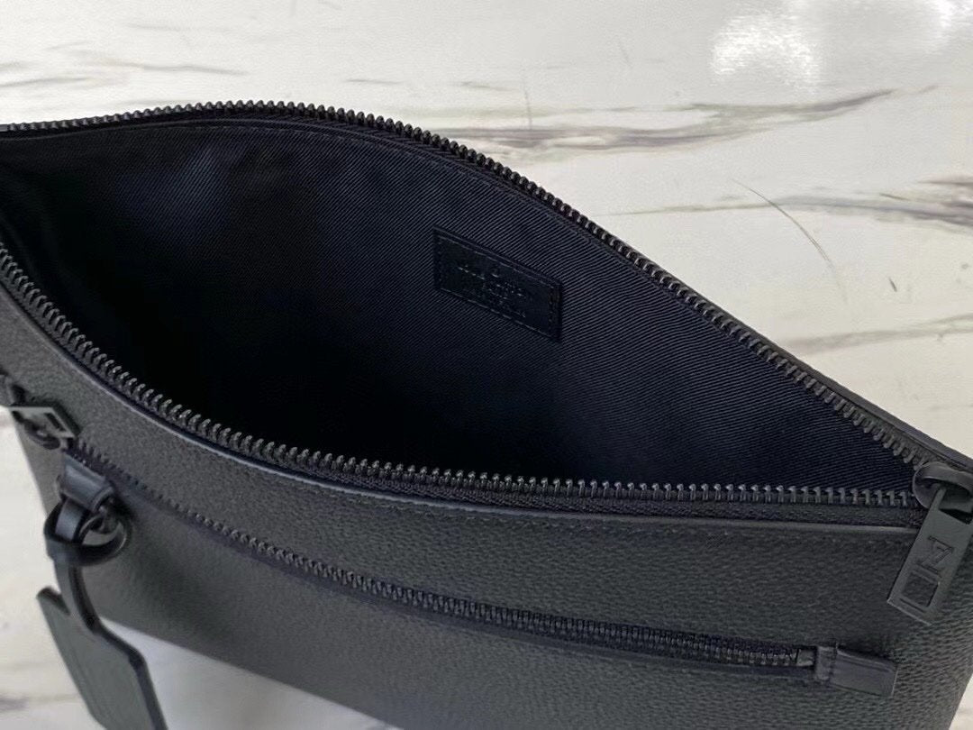 Louis Vuitton Clutch Bag Aerogram Black Leather