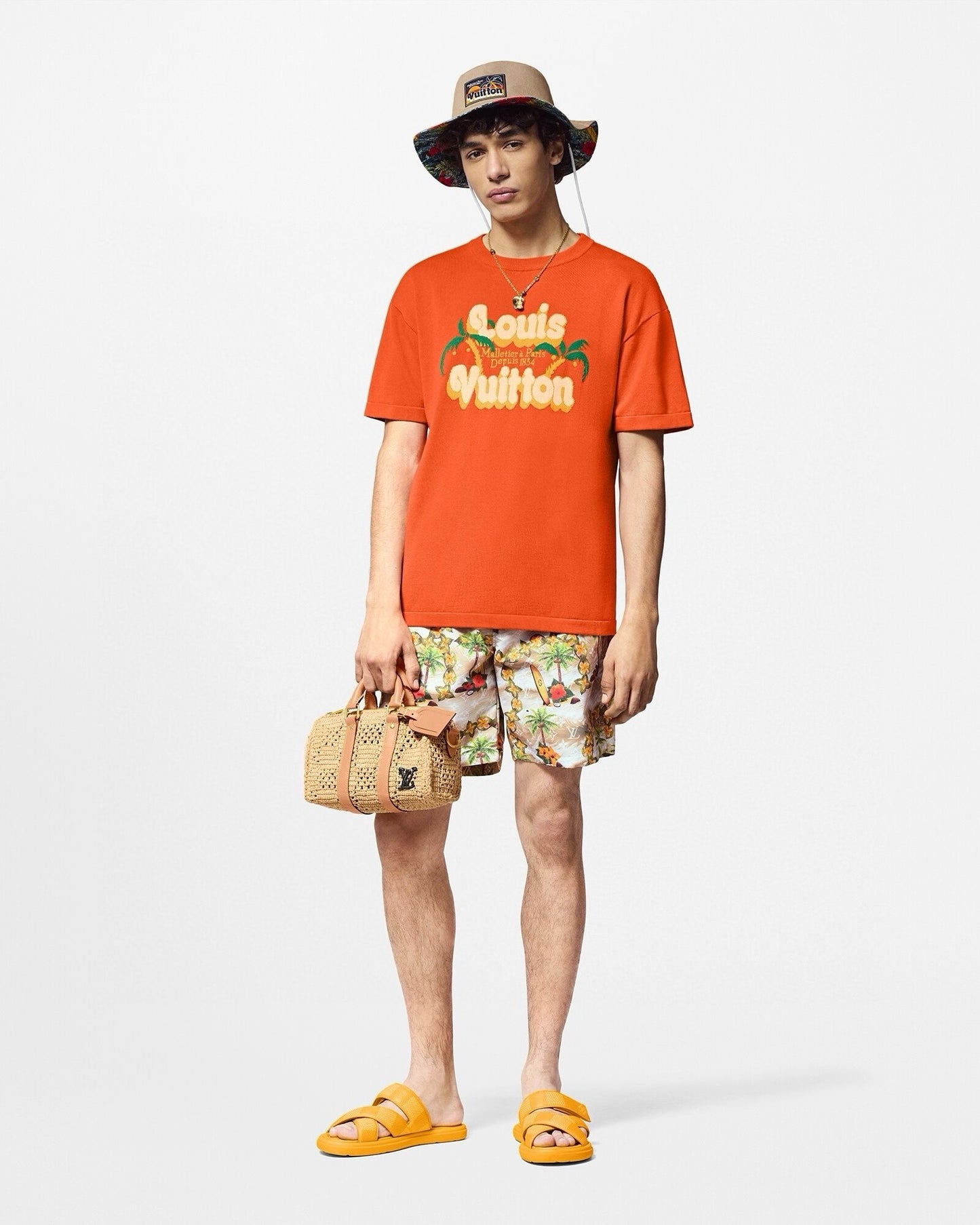 Louis Vuitton Short Sleeved Cotton Crew Neck Orange