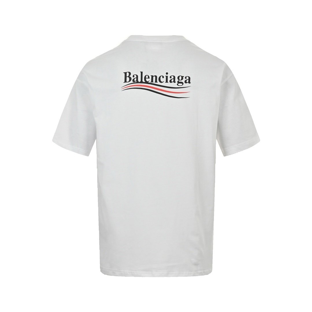 Balenciaga White Logo Print Jersey Oversized T-Shirt