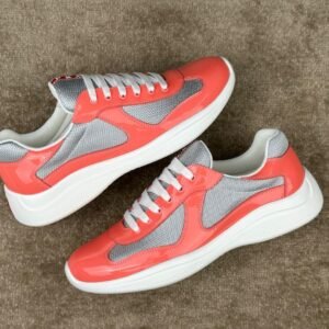 Prada Americas Cup Coral Silver Trainers