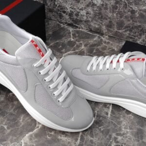 Prada Americas Cup Grey Patent Trainers