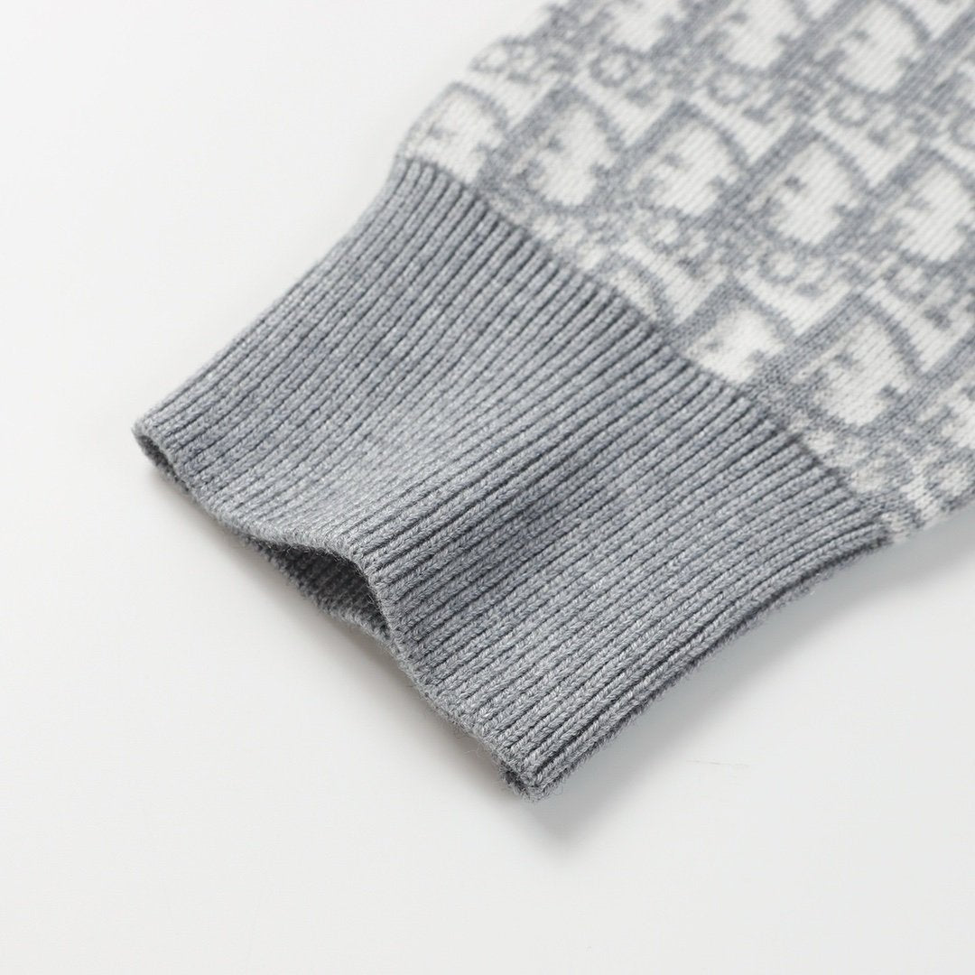 Dior Reversible Round Neck Sweater Grey Double-Sided