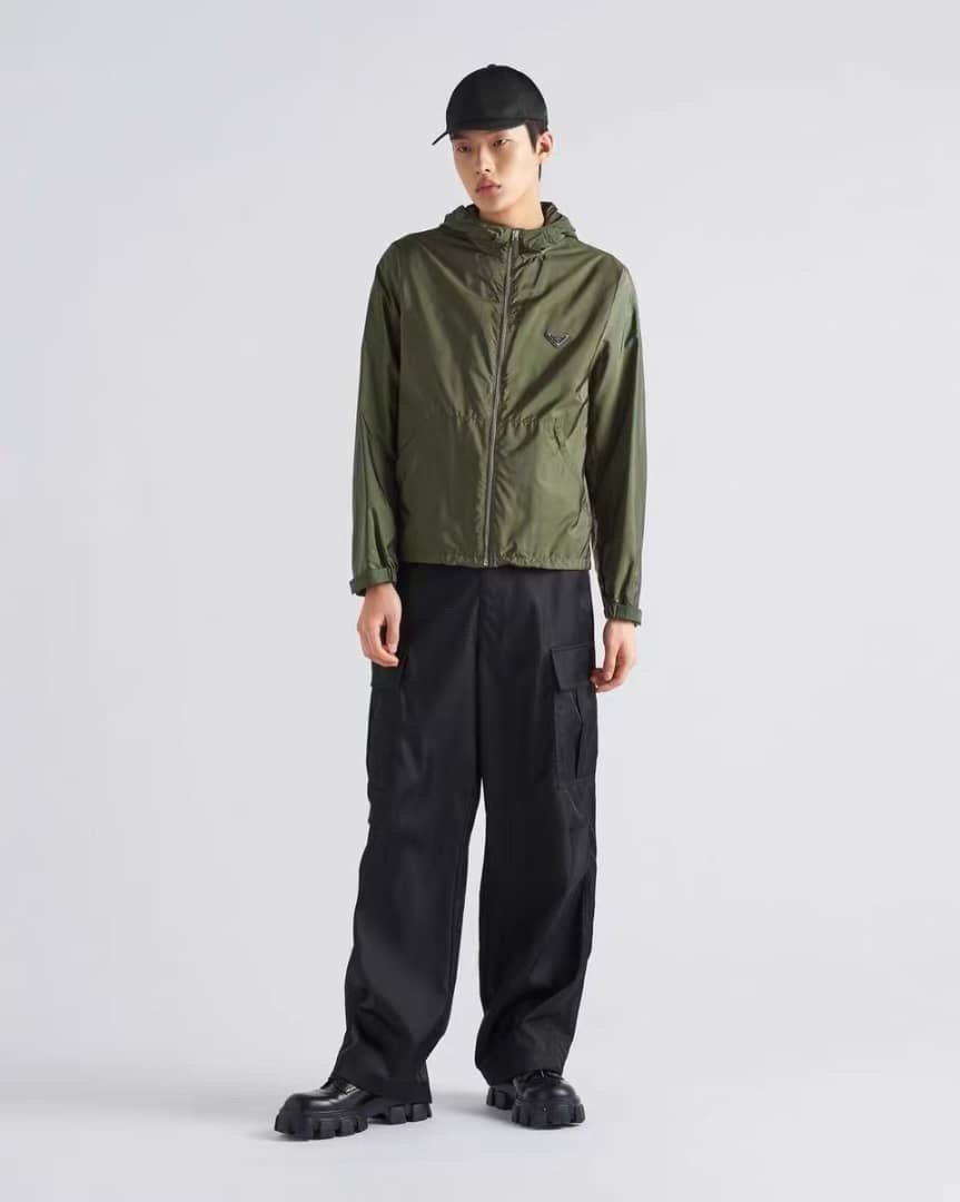 Prada Re-Nylon Hooded Jacket Green