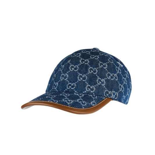 Gucci GG Denim Baseball Cap Blue White