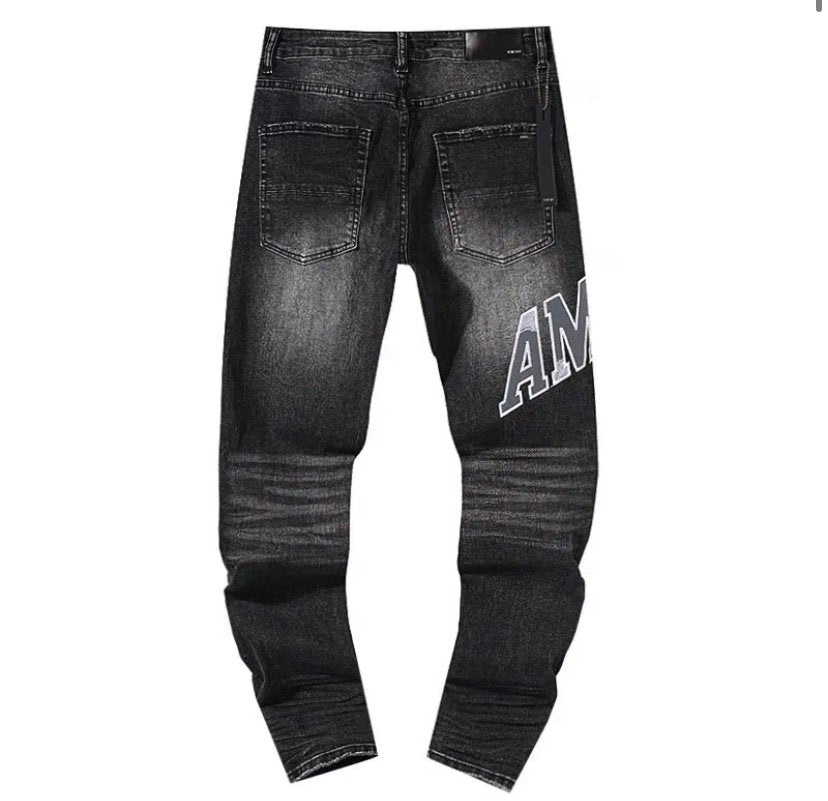 Amiri Grey Logo Jeans Black Slim Fit