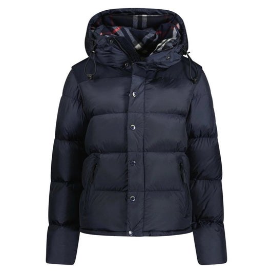 Burberry Lockwell Hooded Check Down Jacket Navy orgi