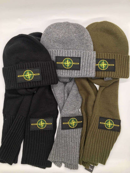 Stone Island Logo Patch Sjaal &amp; Muts Set