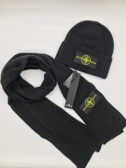 Stone Island Logo Patch Sjaal &amp; Muts Set