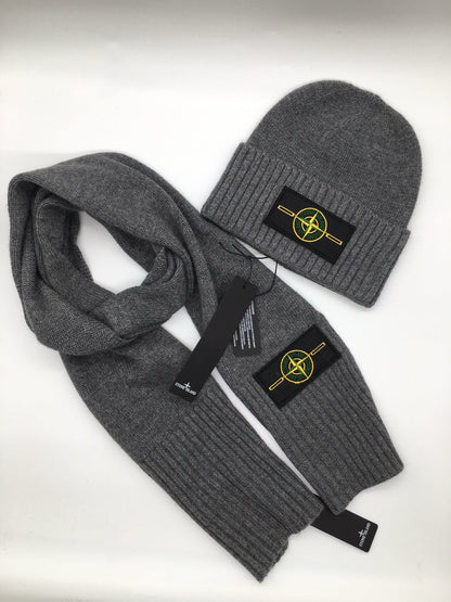 Stone Island Logo Patch Sjaal &amp; Muts Set