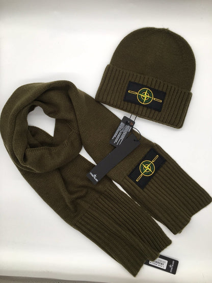 Stone Island Logo Patch Sjaal &amp; Muts Set