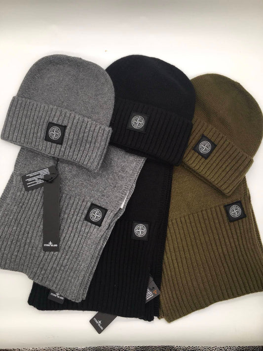 Stone Island Mini Logo Sjaal &amp; Muts Set