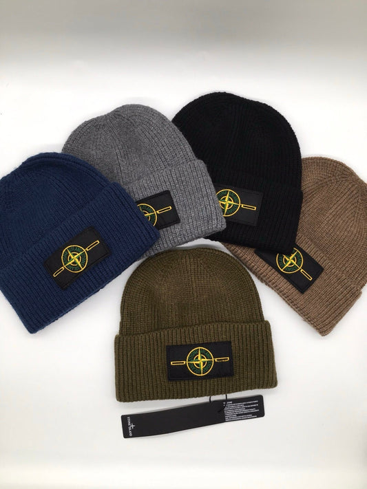 Stone Island Logo Patch Wool Beanie