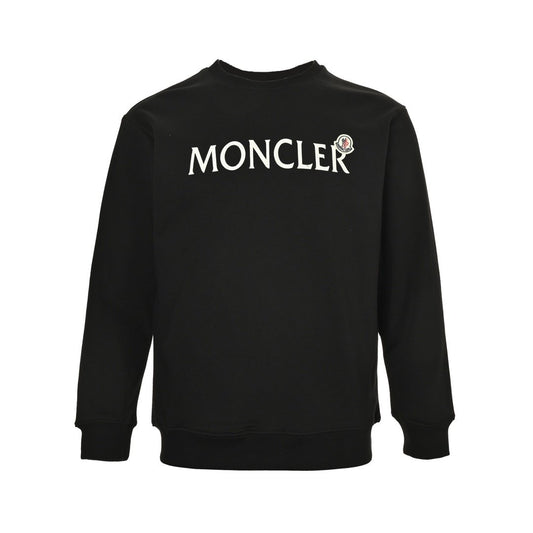 Moncler Logo Print Cotton Sweater Black
