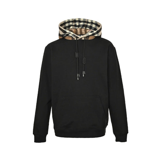 Burberry Check Cotton Blend Hoodie Black
