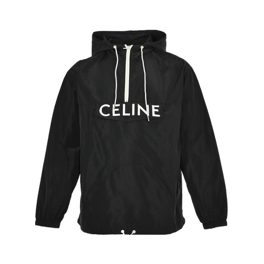 Celine Windbreaker Pull Over Lightweight Nylon Black