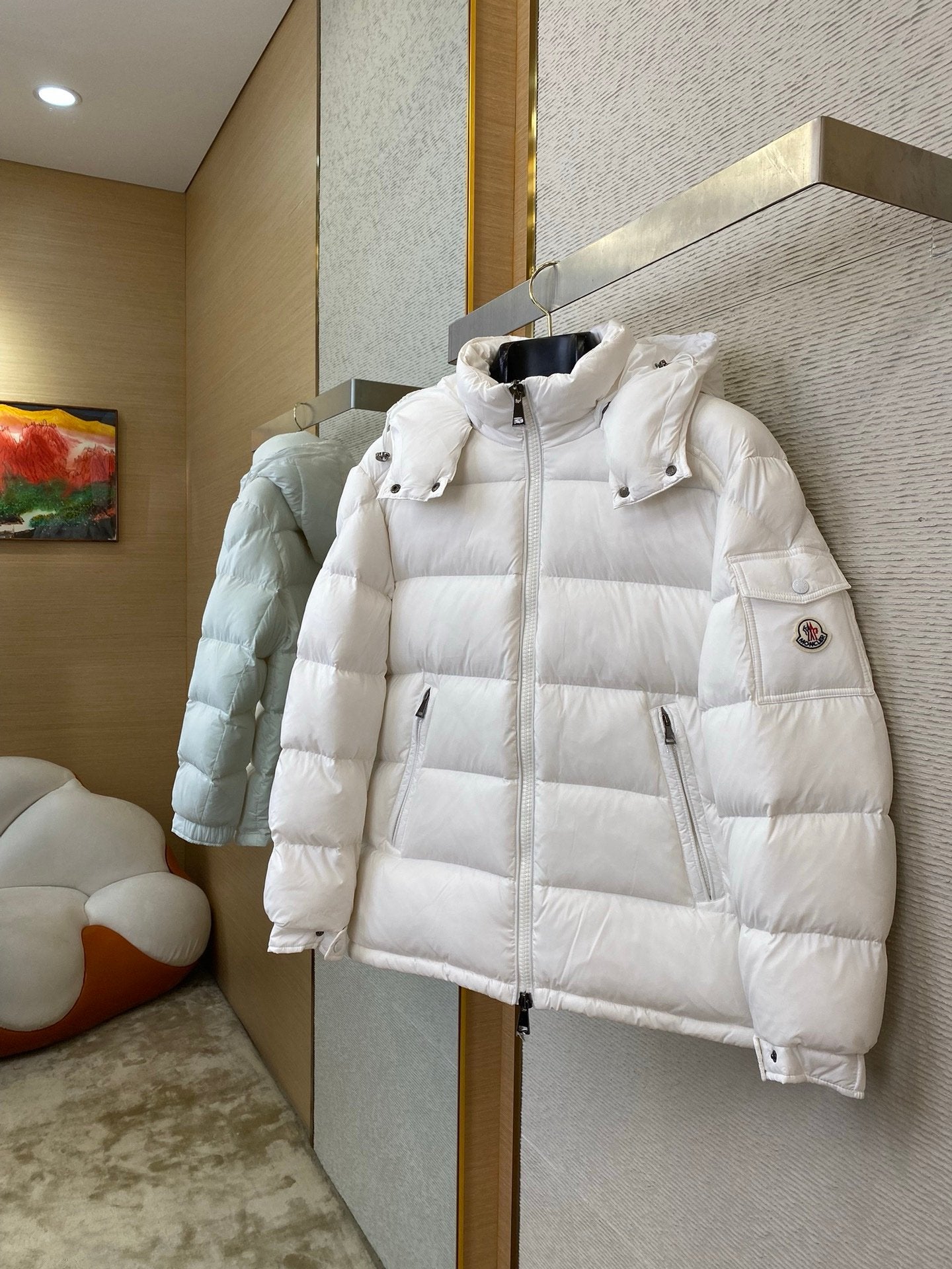 Moncler Maya  Hooded Down Jacket Off-White