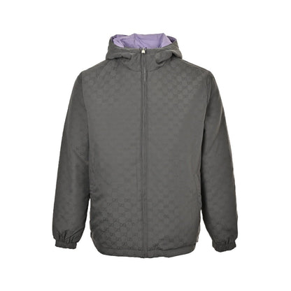 Gucci Reversible GG Nylon Zip Jacket In Lilac/Grey