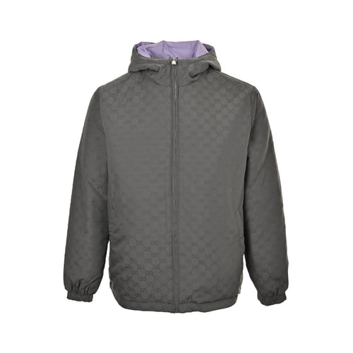 Gucci Reversible GG Nylon Zip Jacket In Lilac/Grey