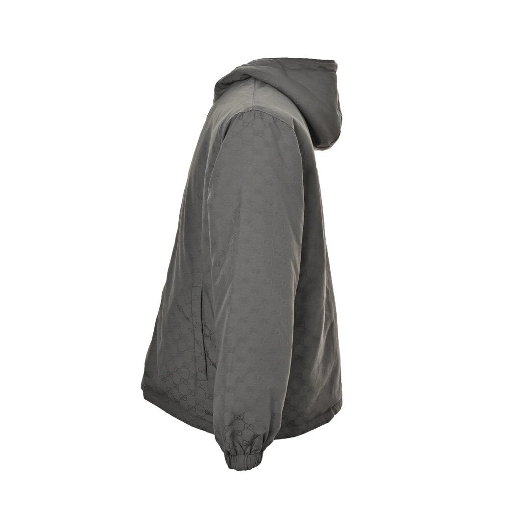 Gucci Reversible GG Nylon Zip Jacket In Lilac/Grey