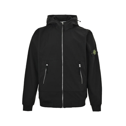 Stone Island Soft Shell-R Hooded Jacket Black