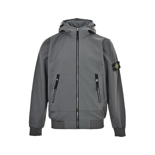 Stone Island Soft Shell-R Hooded Jacket Grey