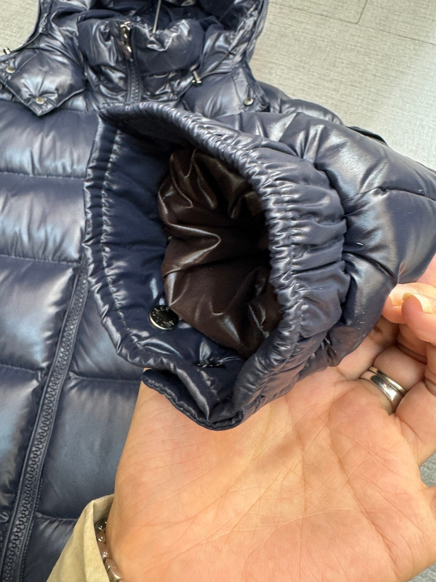 Moncler Maya  Hooded Down Jacket Navy Blue