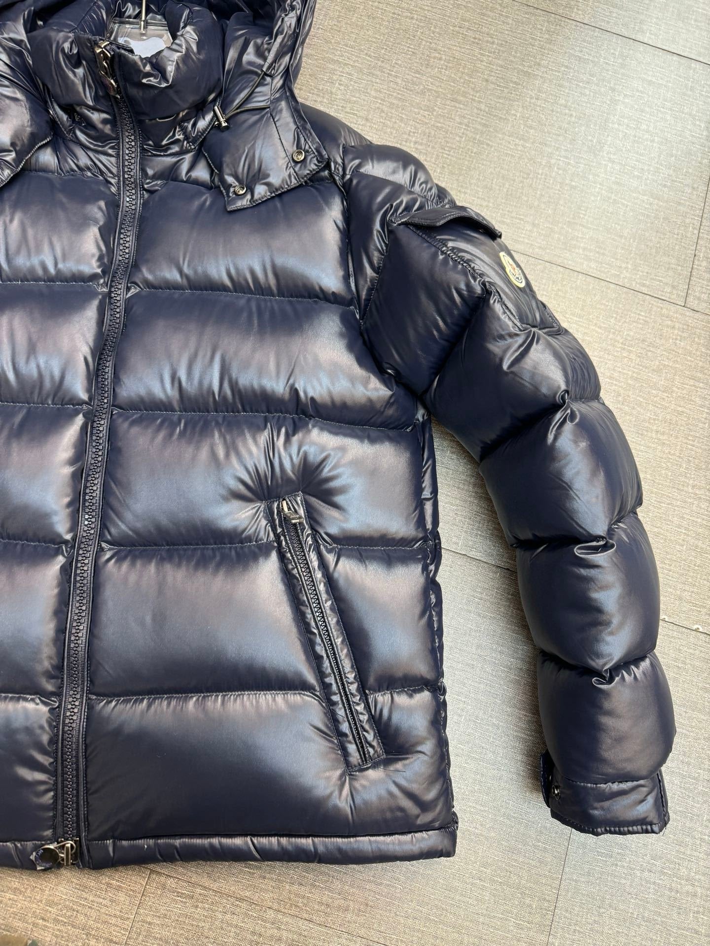 Moncler Maya  Hooded Down Jacket Navy Blue