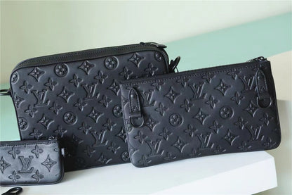Louis Vuitton Trio Messenger Bag Shadow Leather Black