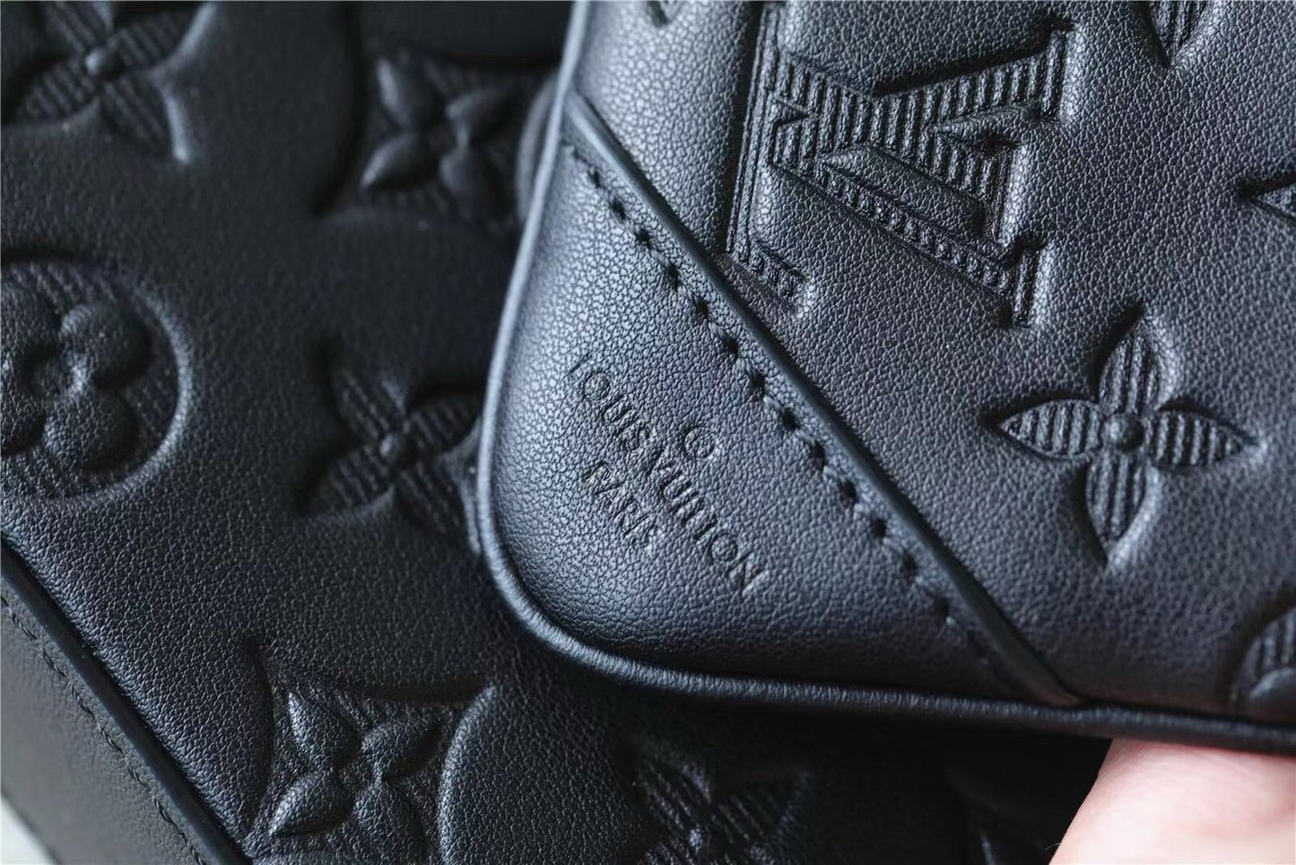 Louis Vuitton Trio Messenger Bag Shadow Leather Black