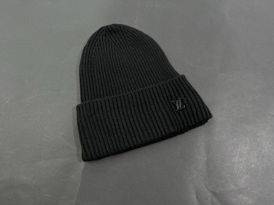 Louis Vuitton Black Wool Mini Logo Beanie
