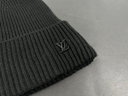 Louis Vuitton Black Wool Mini Logo Beanie