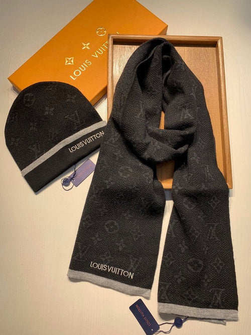 Louis Vuitton Monogram Sjaal &amp; Muts Black/Grey