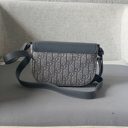 Dior Oblique Mini Saddle Messenger Bag Grey