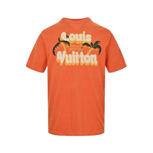 Louis Vuitton Short Sleeved Cotton Crew Neck Orange
