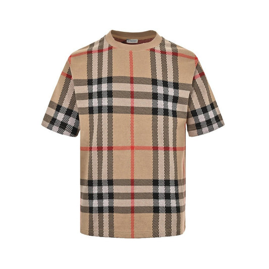 Burberry Check Cotton T-Shirt White/Dark Beige