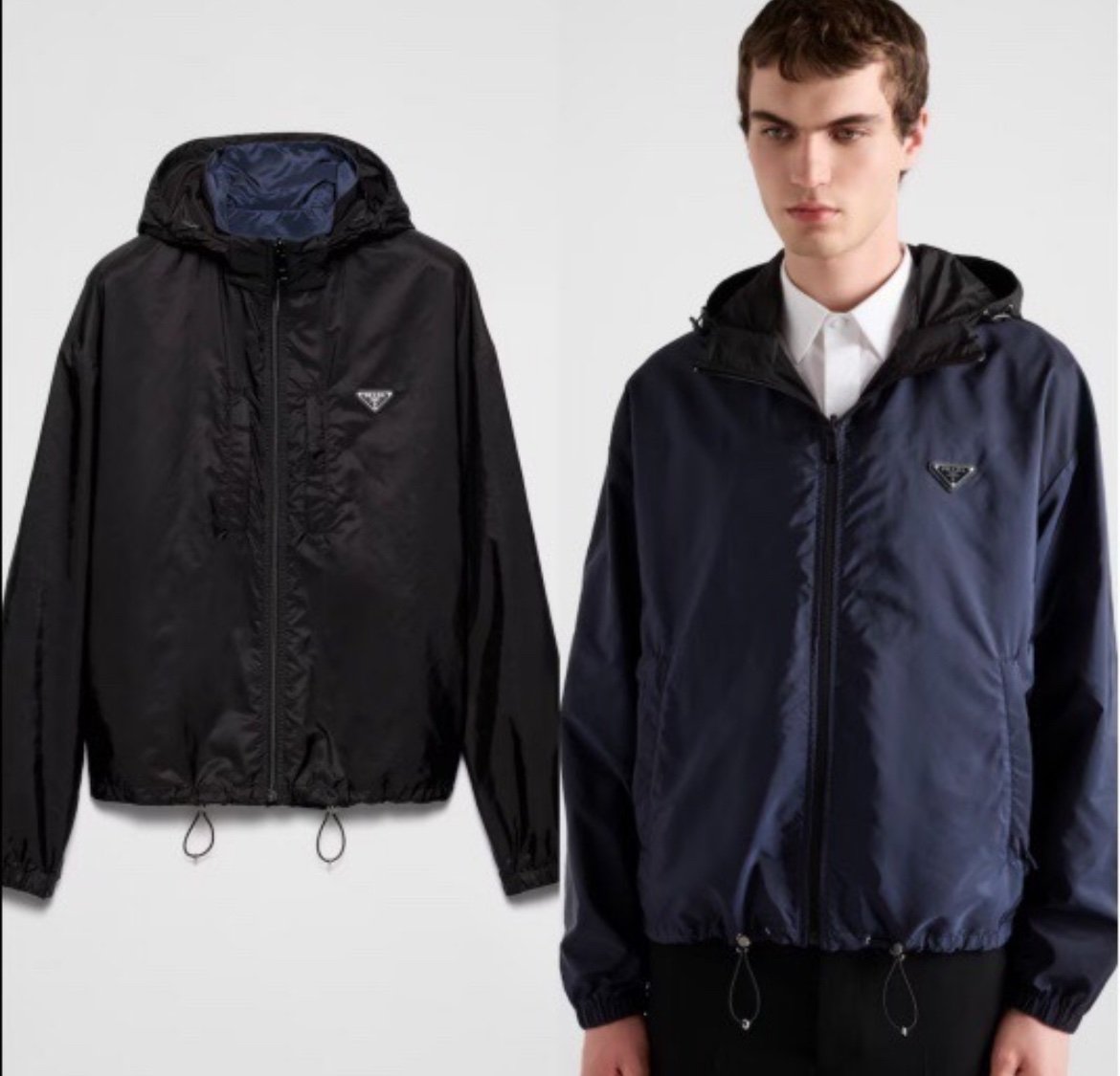 Prada Reversible Re-Nylon Windbreaker Black/Blue