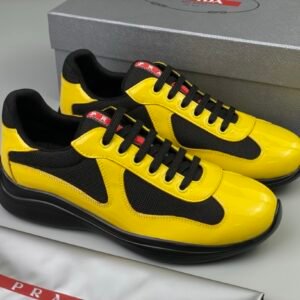 Prada Americas Cup Black & Yellow Trainers Patent