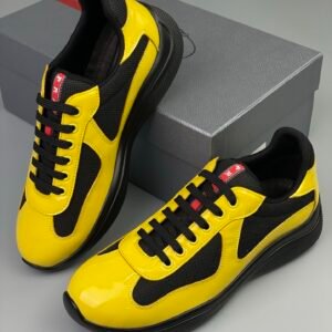Prada Americas Cup Black & Yellow Trainers Patent