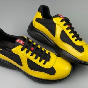 Prada Americas Cup Black & Yellow Trainers Patent