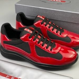 Prada Americas Cup Black & Red Trainers Patent
