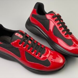 Prada Americas Cup Black & Red Trainers Patent
