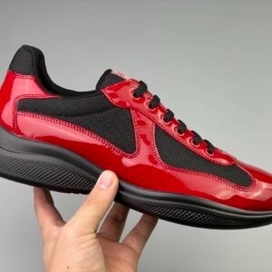Prada Americas Cup Black & Red Trainers Patent
