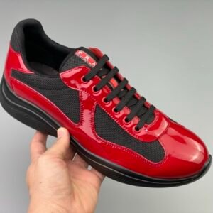 Prada Americas Cup Black & Red Trainers Patent
