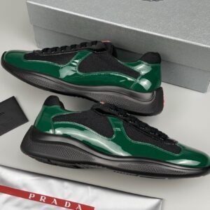 Prada Americas Cup Black & Green Trainers Patent