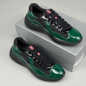 Prada Americas Cup Black & Green Trainers Patent