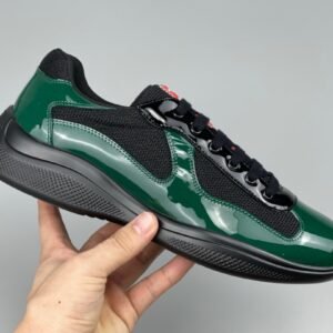 Prada Americas Cup Black & Green Trainers Patent