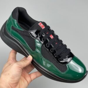 Prada Americas Cup Black & Green Trainers Patent