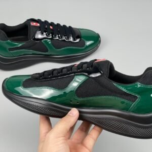 Prada Americas Cup Black & Green Trainers Patent