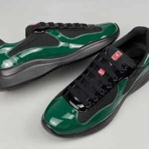 Prada Americas Cup Black & Green Trainers Patent